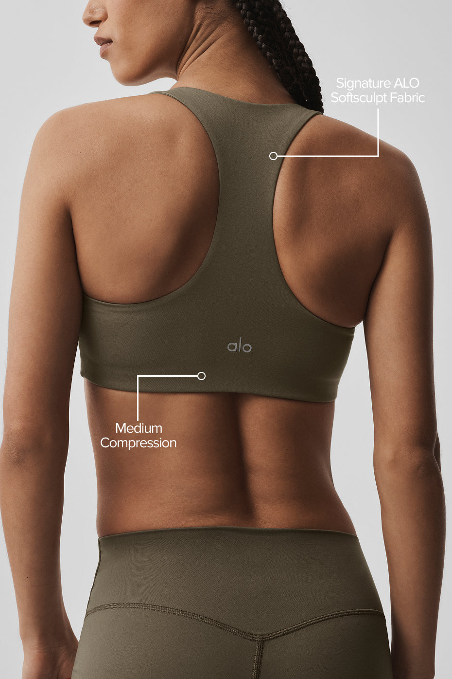 Alo Yoga ALO Softsculpt Base Bra - Olive Tree - imagen 2