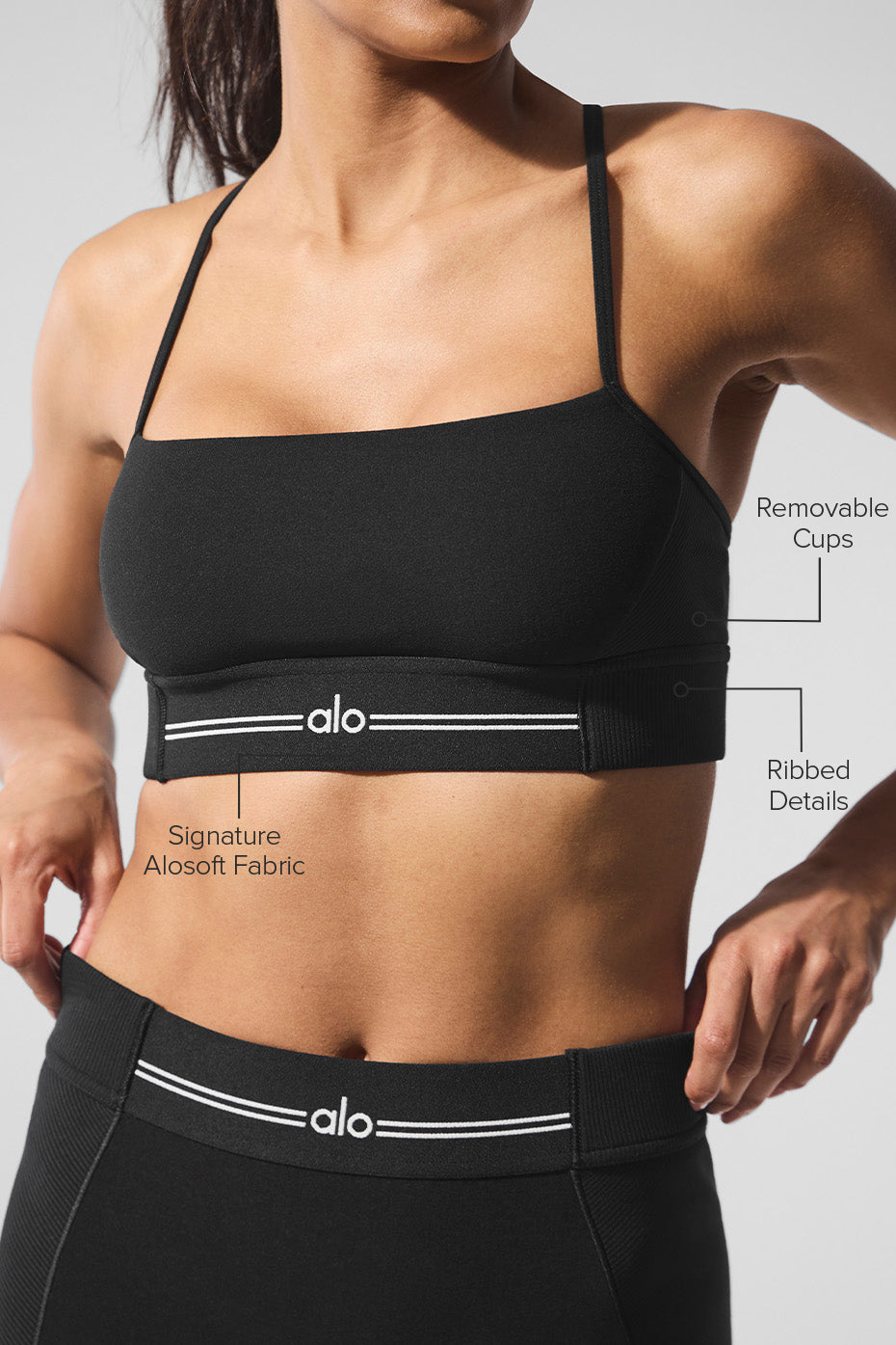Alo Yoga Alosoft Relay Bra - Black/White - imagen 2