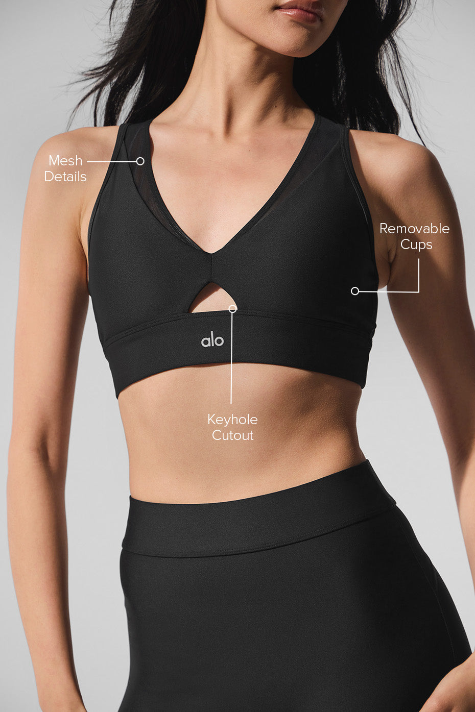 Alo Yoga Airlift Mesh Just Right Bra - Black - imagen 2