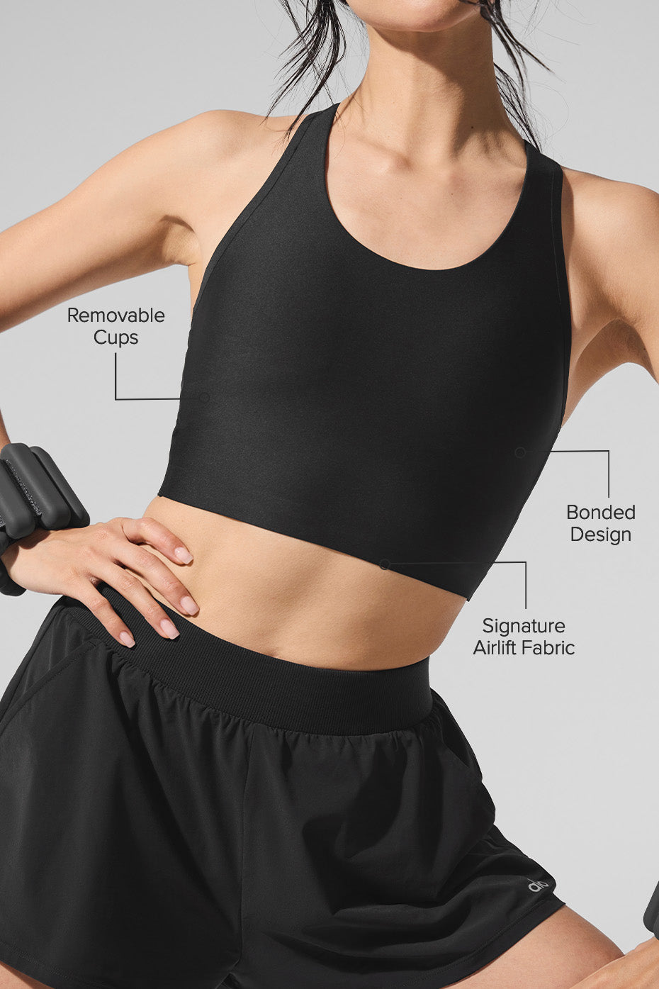 Alo Yoga Airlift Super Sleek Bra Tank - Black - imagen 2