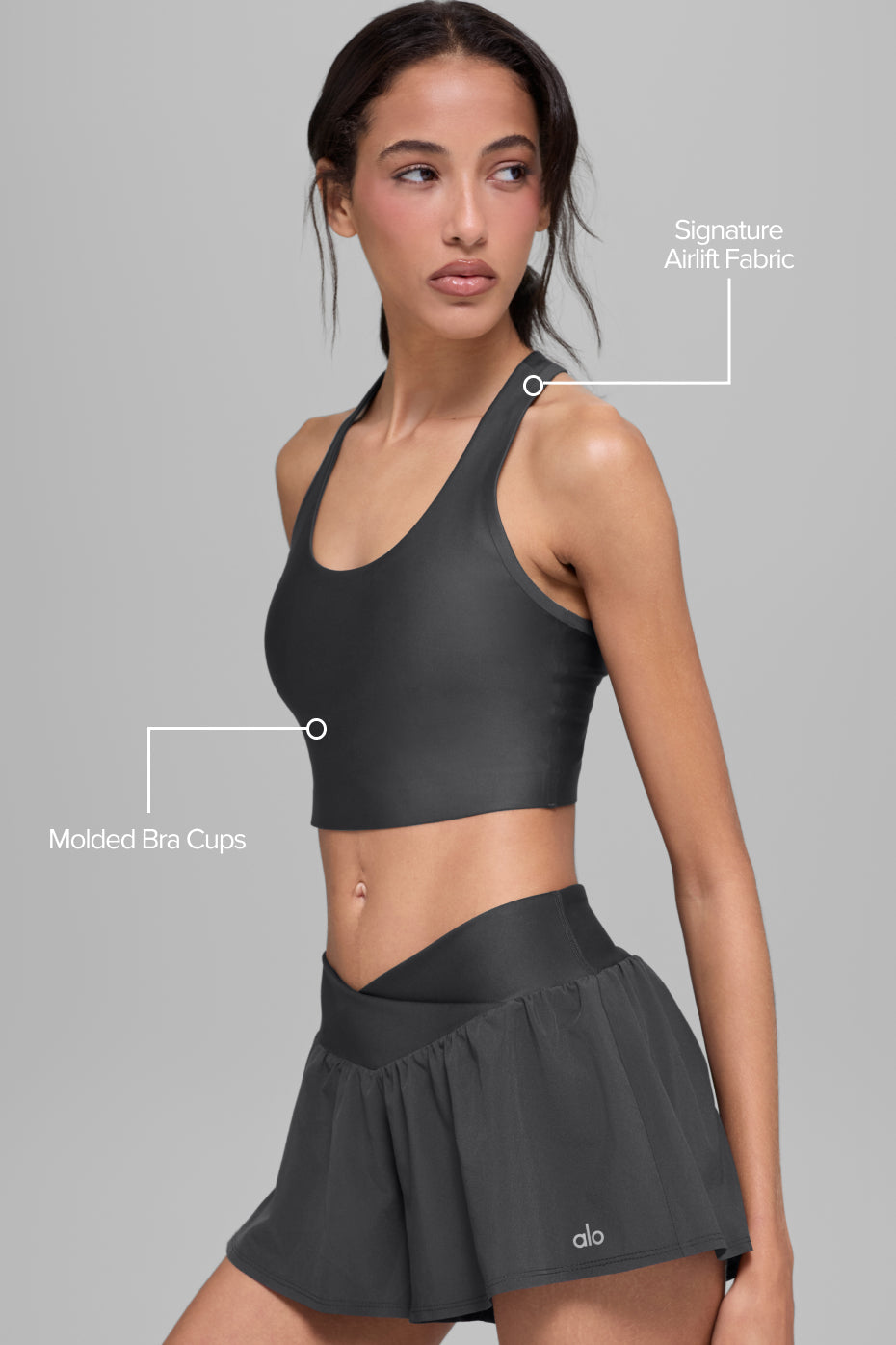Alo Yoga Airlift Super Sleek Bra Tank - Anthracite - imagen 2