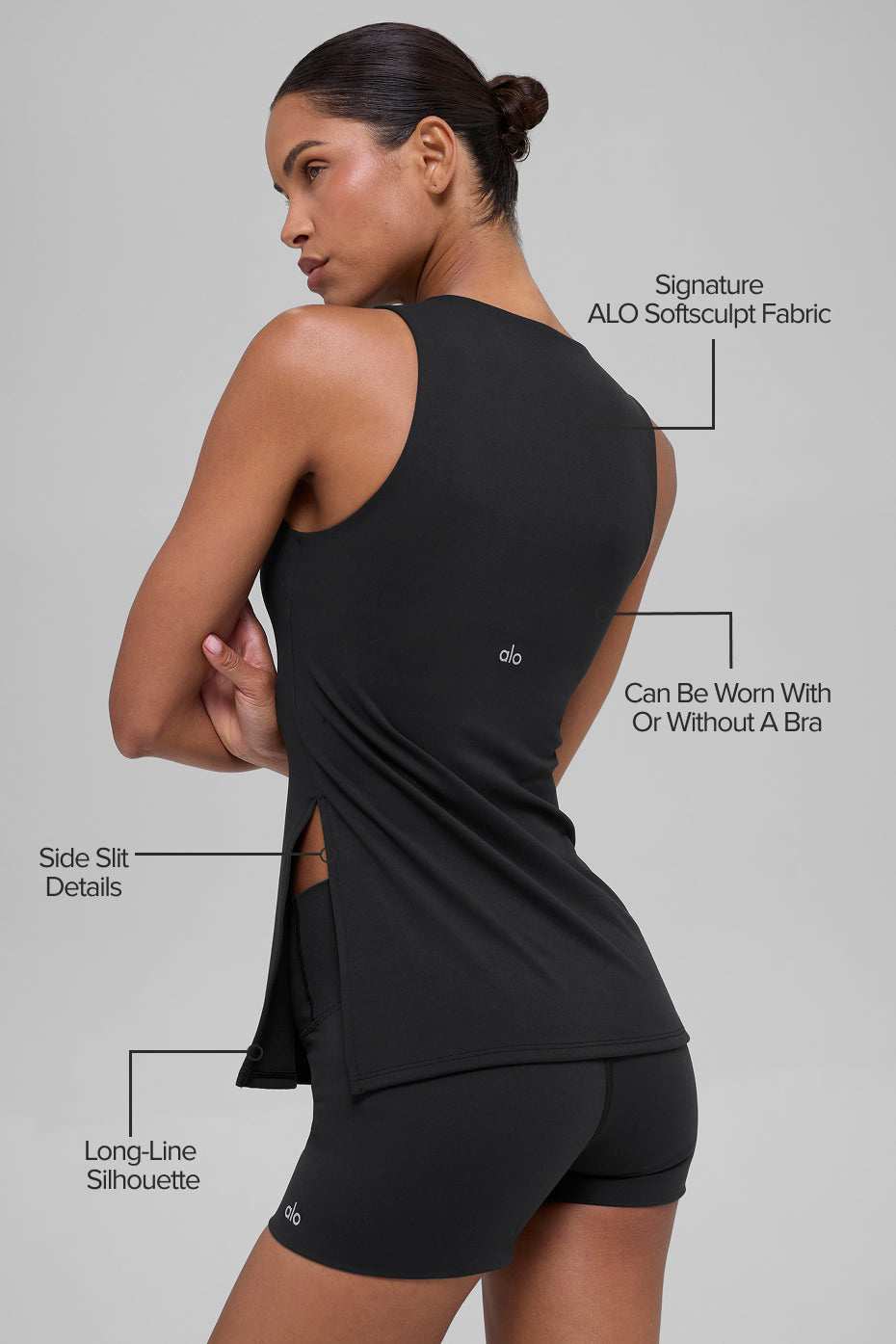 Alo Yoga ALO Softsculpt Precision Full Length Bra Tank - Black - imagen 2