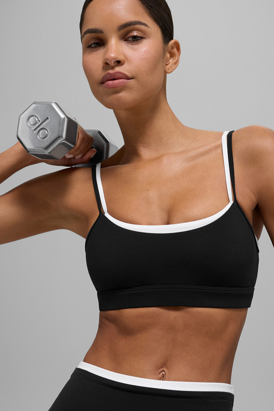 Alo Yoga Airbrush Double Up Bra - Black/White - imagen 5