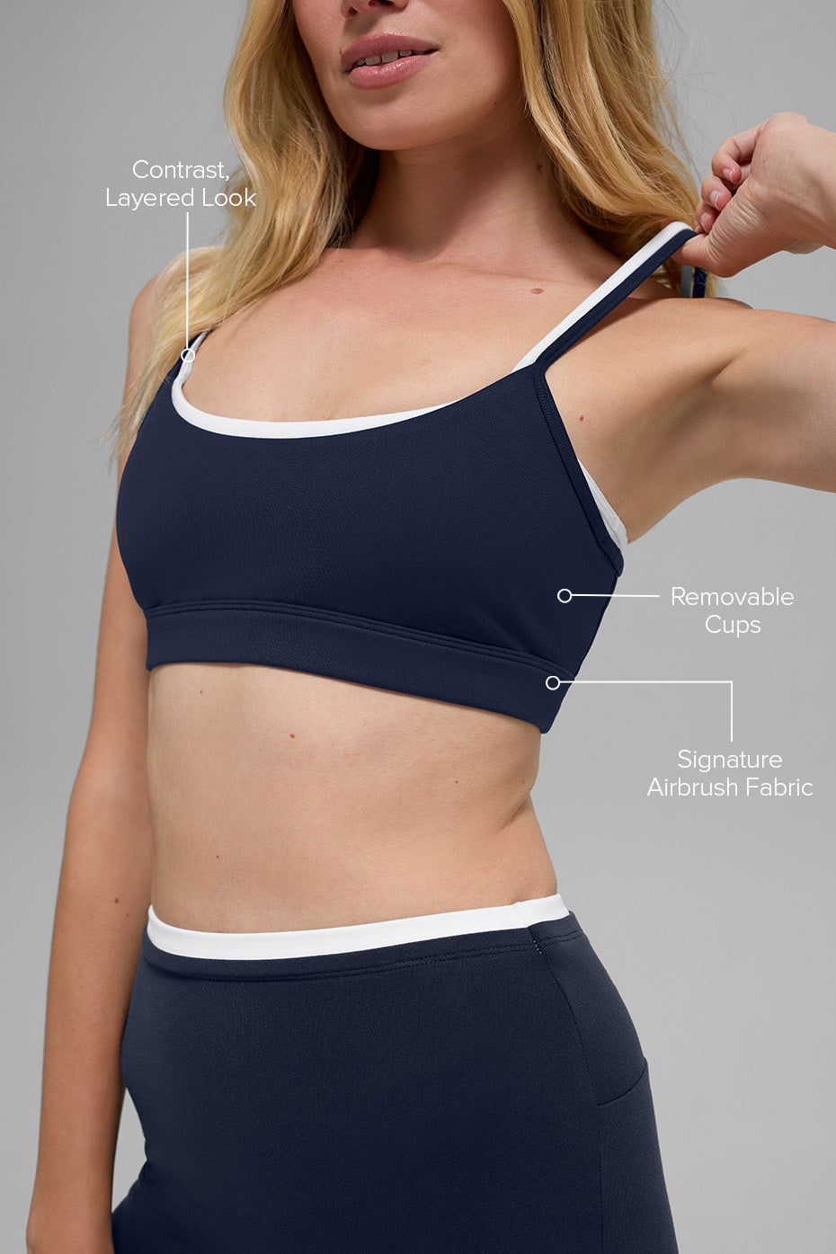 Alo Yoga Airbrush Double Up Bra - Navy/White - imagen 2