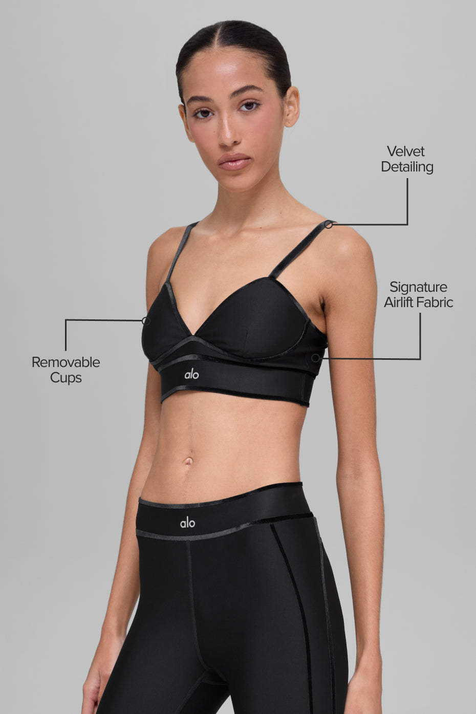 Alo Yoga Airlift Love Language Bra - Black - imagen 2