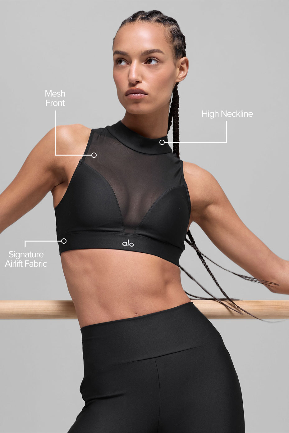 Alo Yoga Airlift Mesh Infatuation Bra - Black - imagen 2