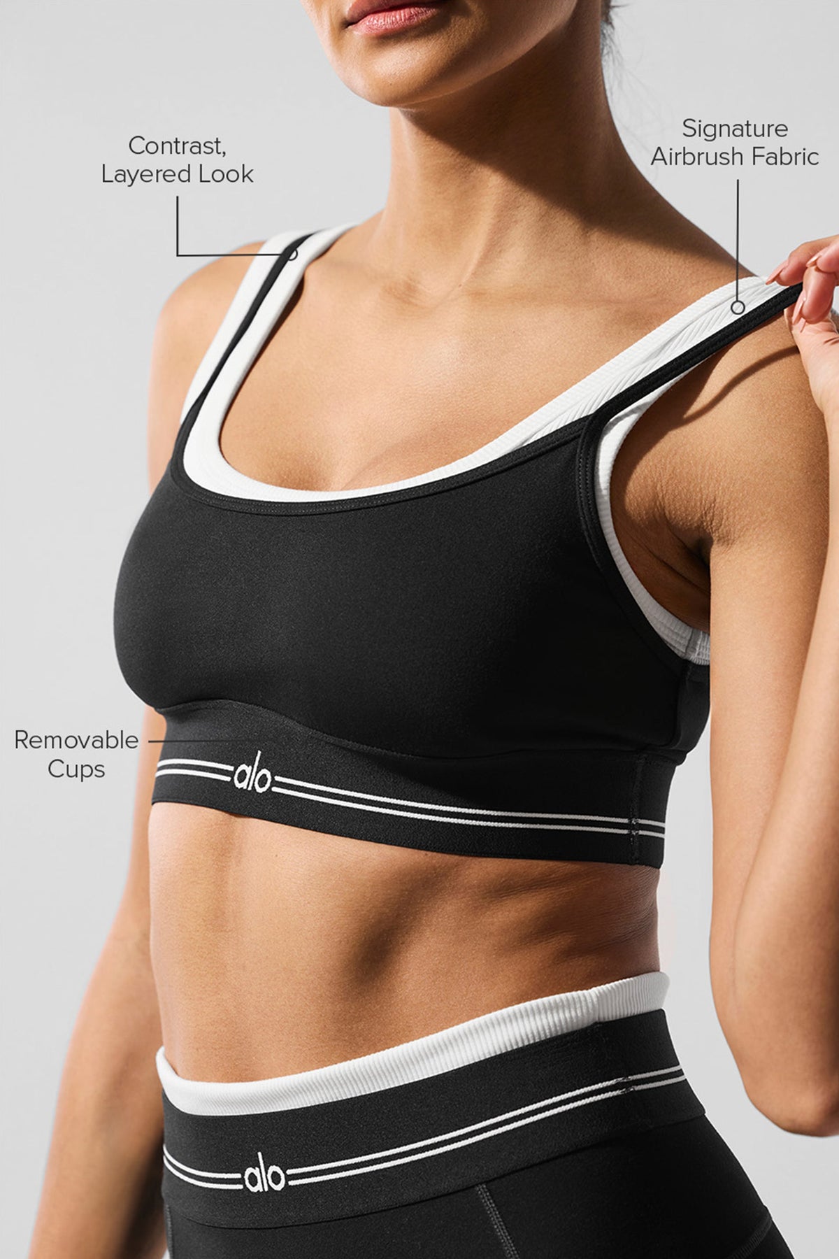 Alo Yoga Airbrush Better Together Bra - Black/White - imagen 2