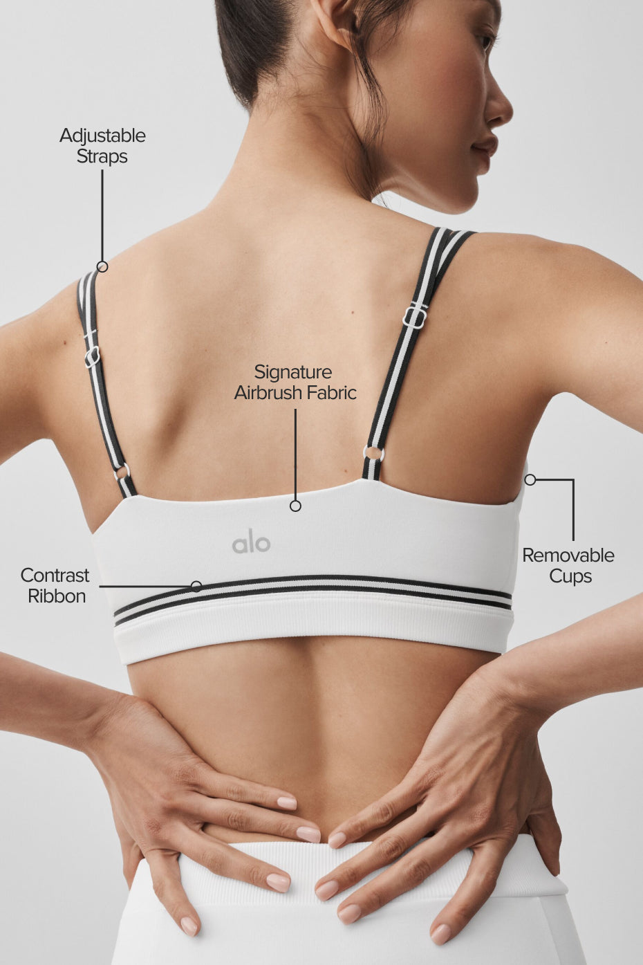 Alo Yoga Airbrush Fast Track Bra - White/Black - imagen 2