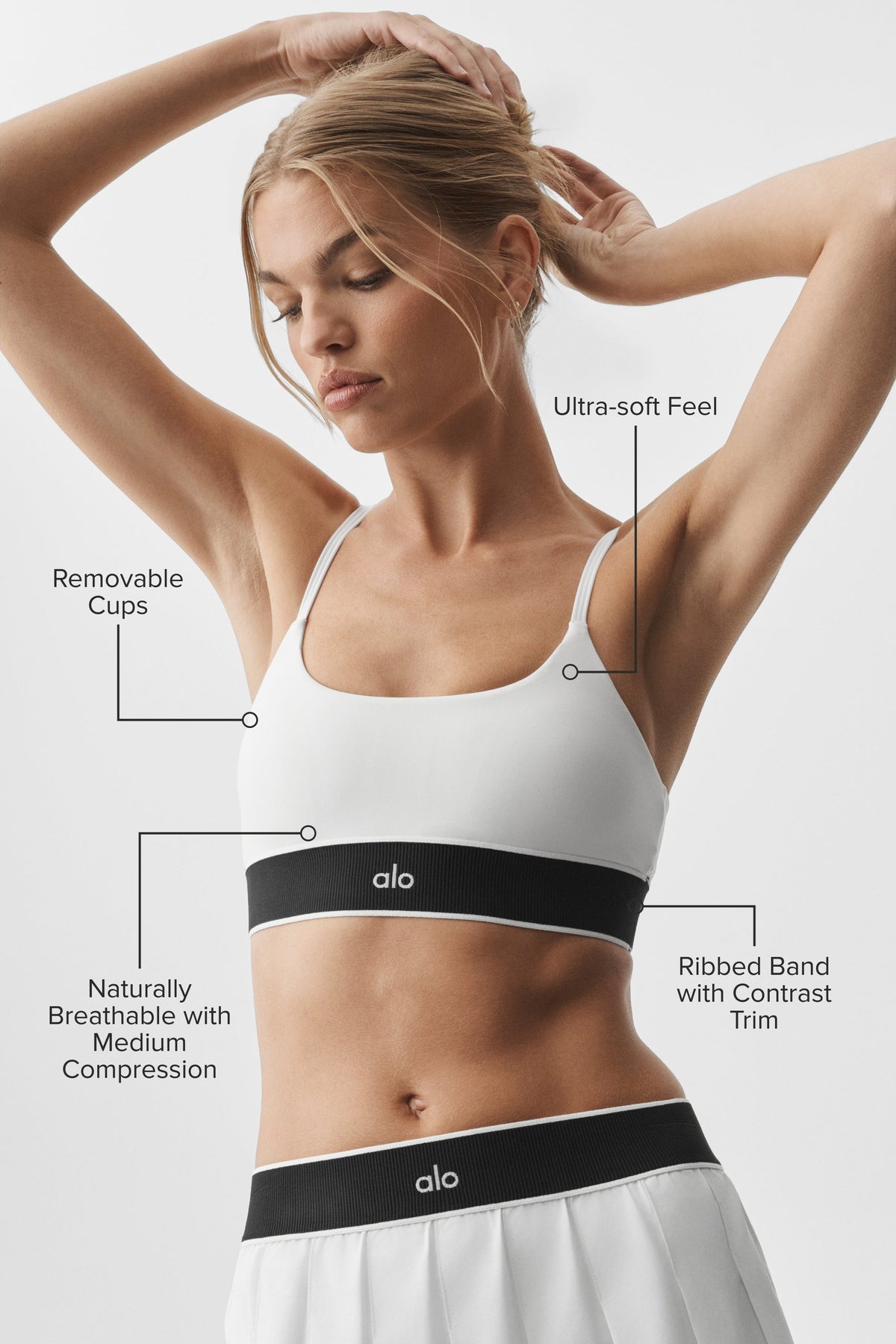 Alo Yoga ALO Softsculpt Amp It Up Bra - White/Black - imagen 2