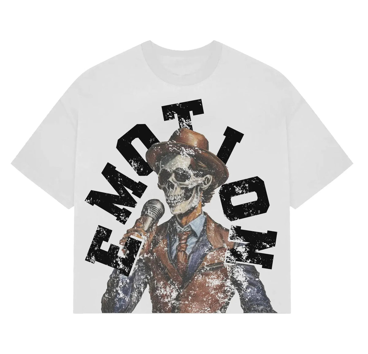 MIXED EMOTION Vintage Singer Skull Graphic T-Shirt – Statement Streetwear