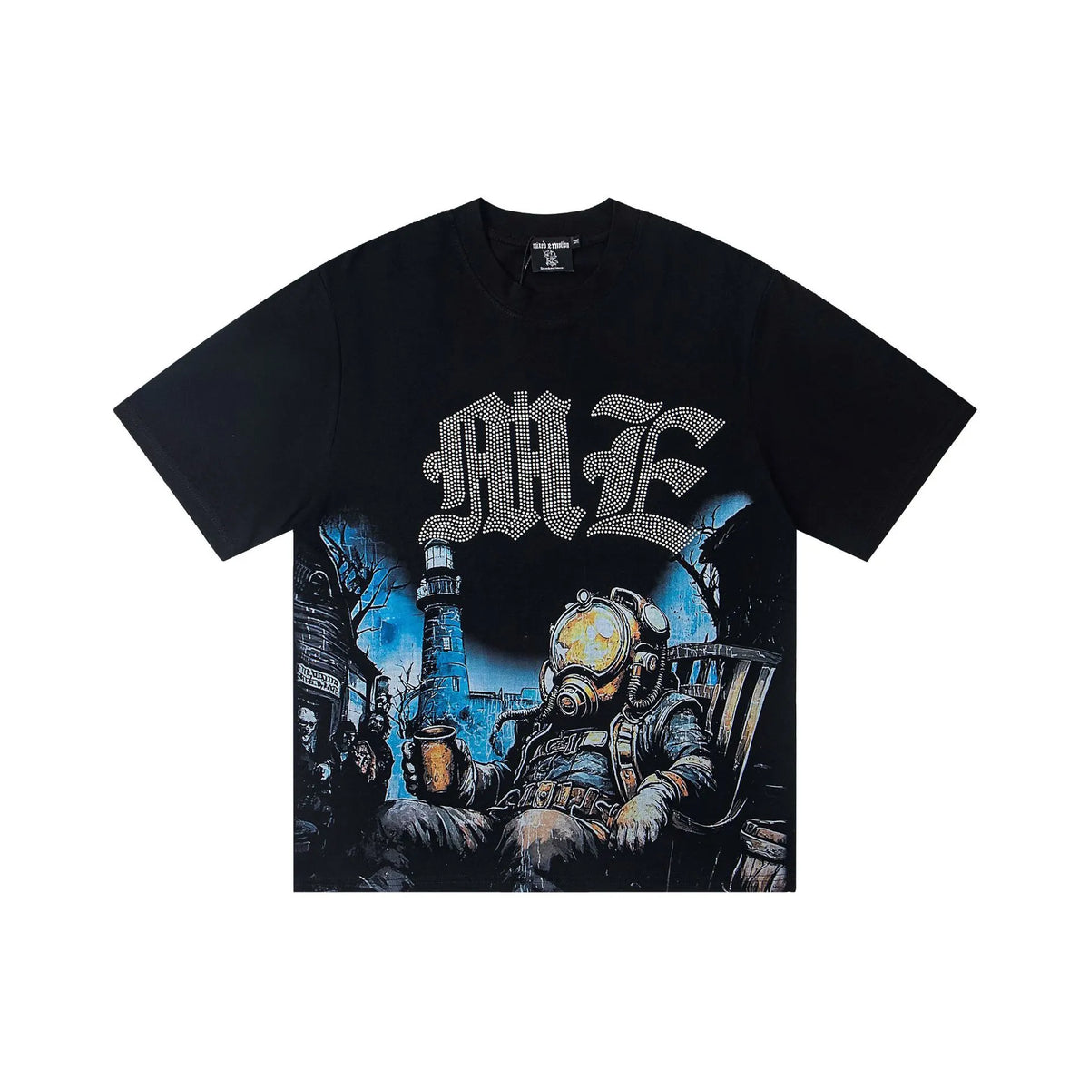 Mixed Emotion Astronaut Night Graphic T-Shirt