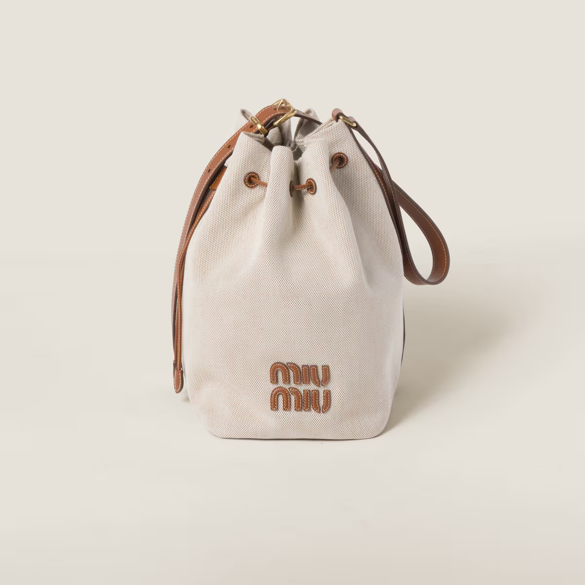 Miu Miu Bolso saco de lona y piel