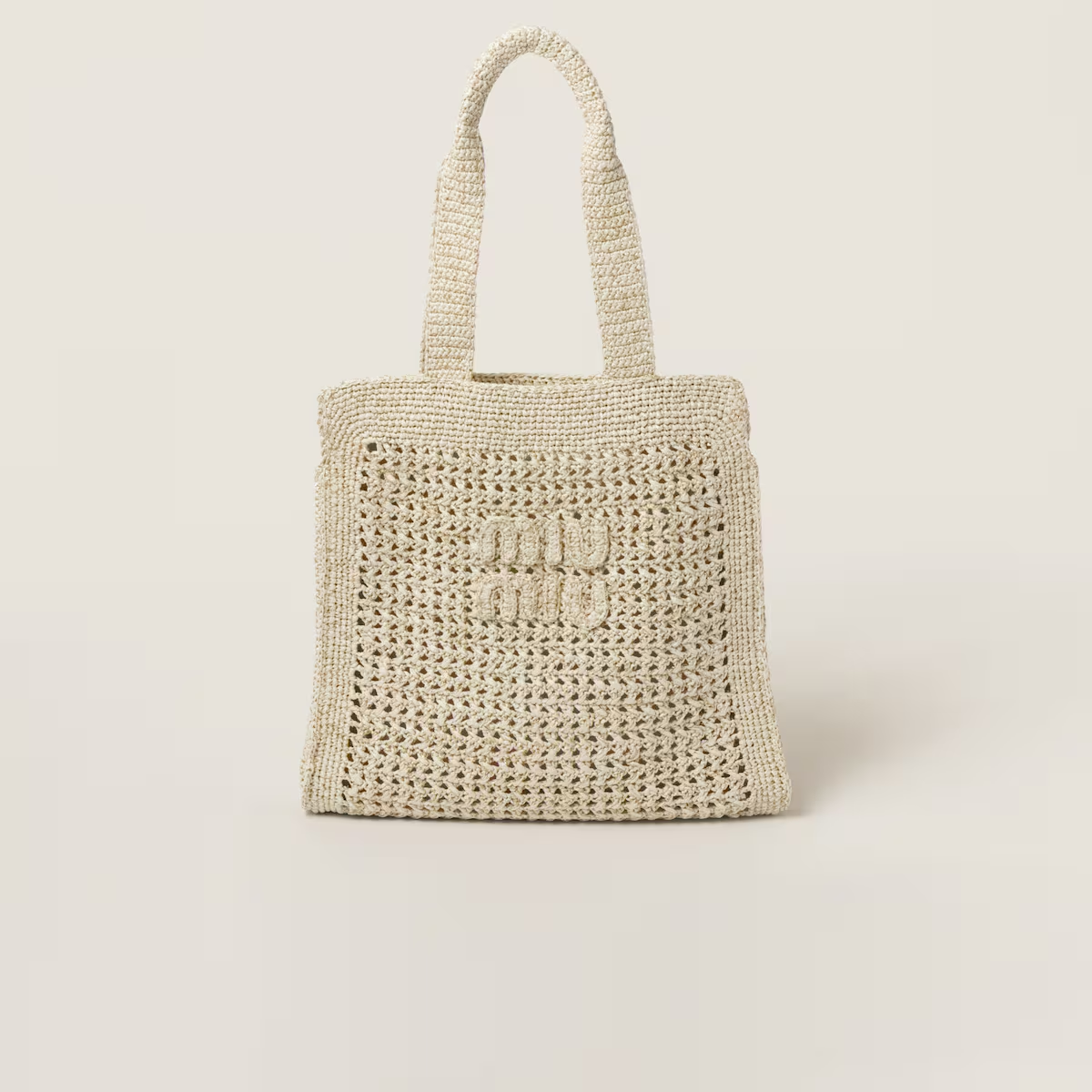 Miu Miu Bolso tote de hilo efecto rafia tejida con lúrex