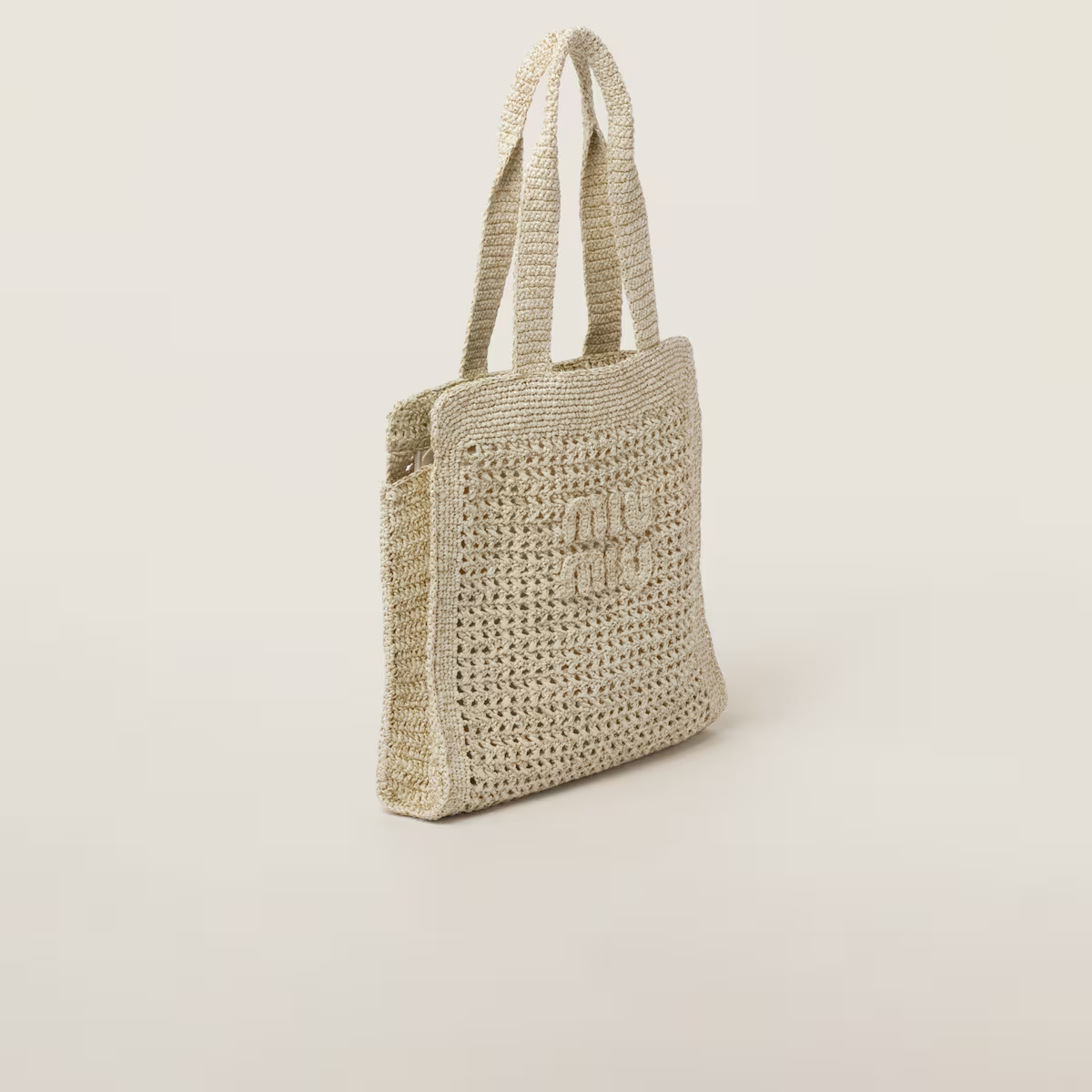 Miu Miu Bolso tote de hilo efecto rafia tejida con lúrex