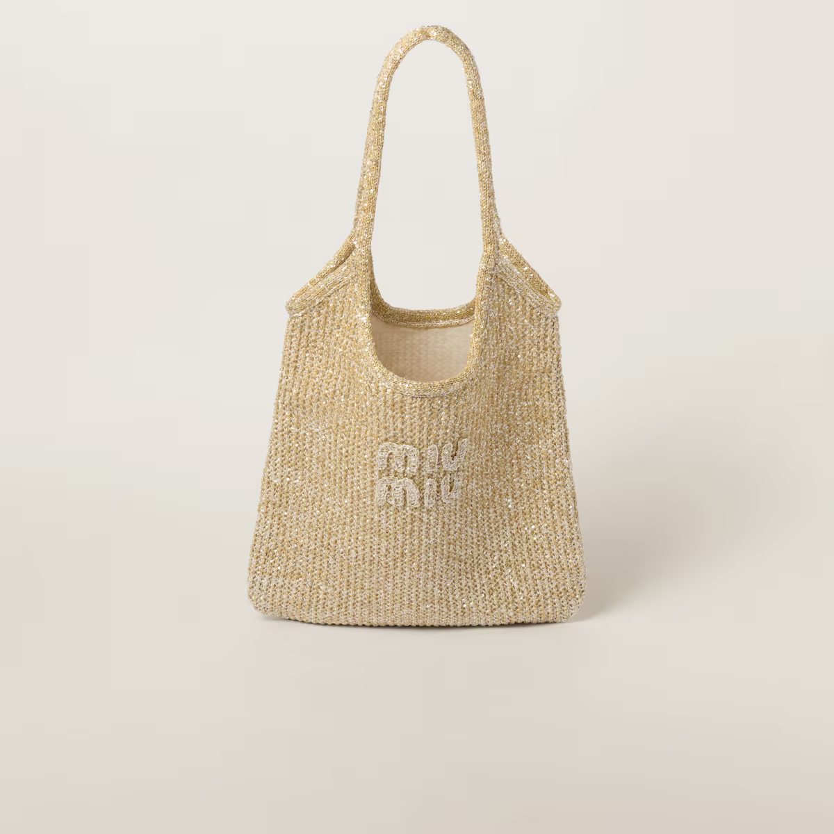 Miu Miu Bolso tote de malla con lentejuelas