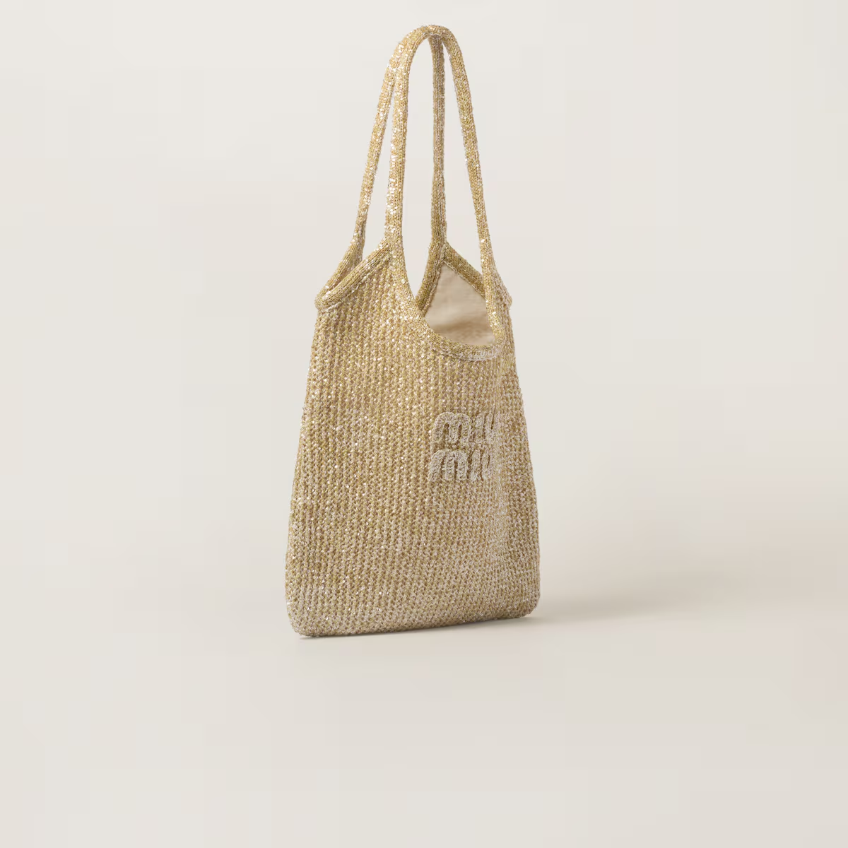 Miu Miu Bolso tote de malla con lentejuelas