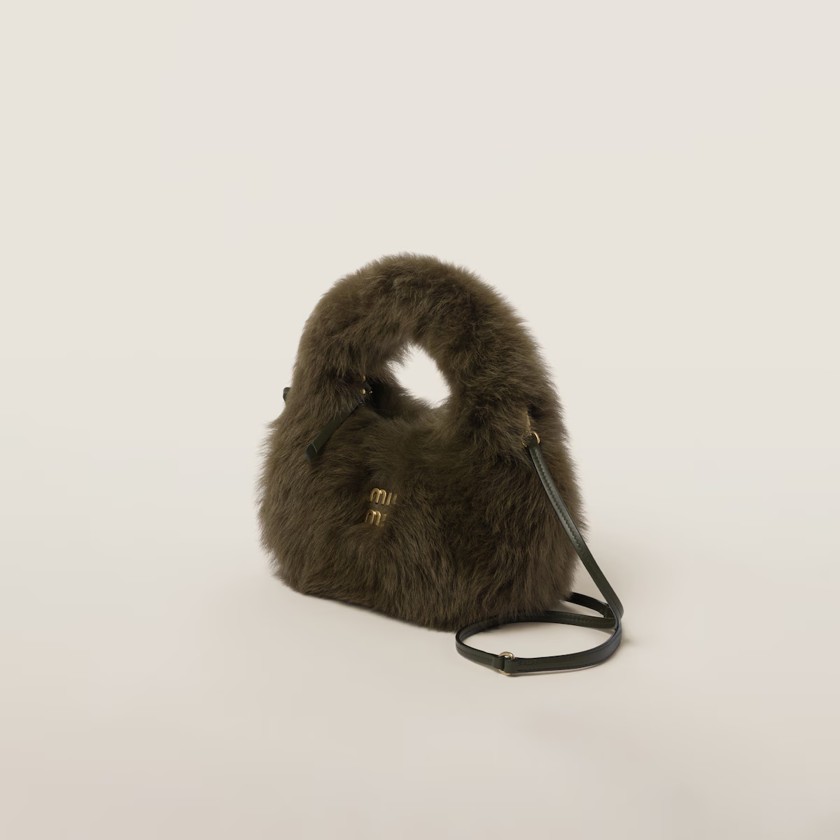 Miu Miu Bolso hobo Wander de borreguillo con detalles de piel