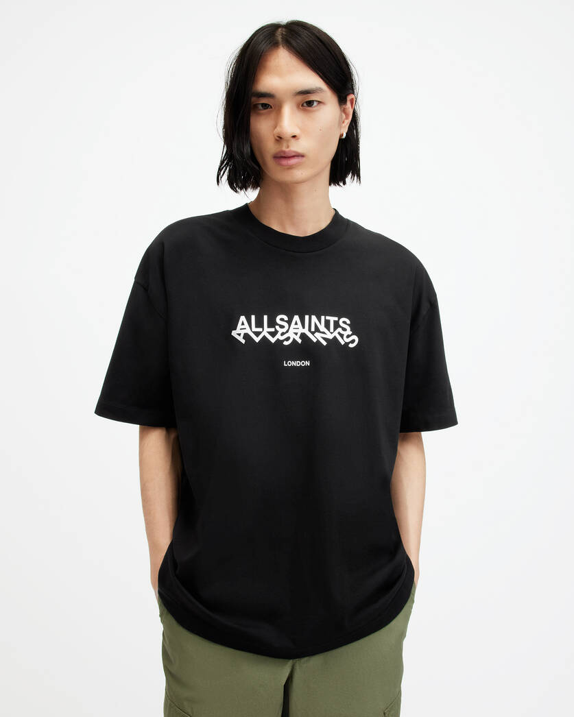 Playera ALLSAINTS Slanted Logo Oversized Crew Neck