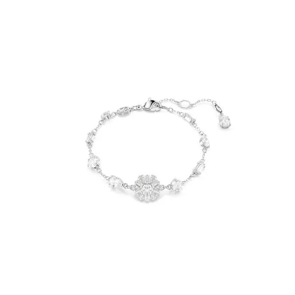 Swarovki Pulsera Idyllia, Tallas mixtas, Copo de nieve, Blanca, Baño de rodio