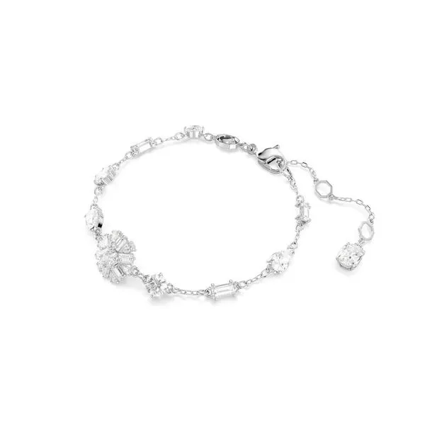 Swarovki Pulsera Idyllia, Tallas mixtas, Copo de nieve, Blanca, Baño de rodio