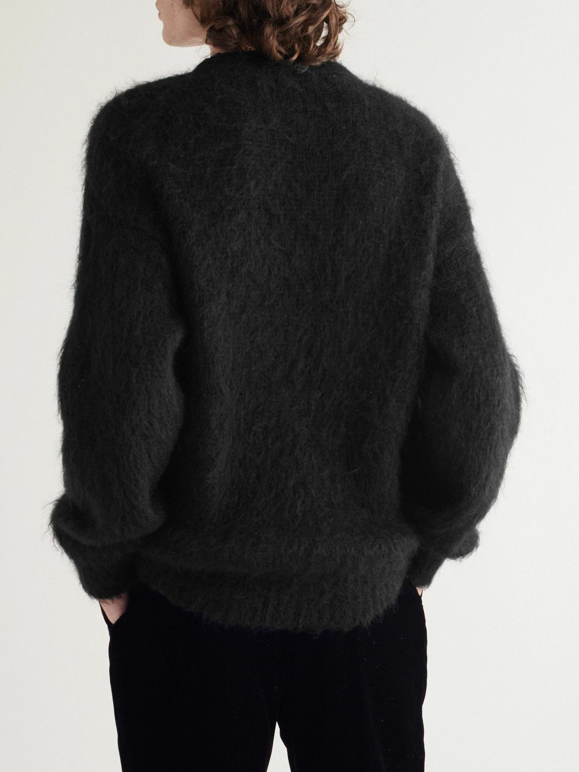 SAINT LAURENT - Logo-Intarsia Mohair-Blend Sweater