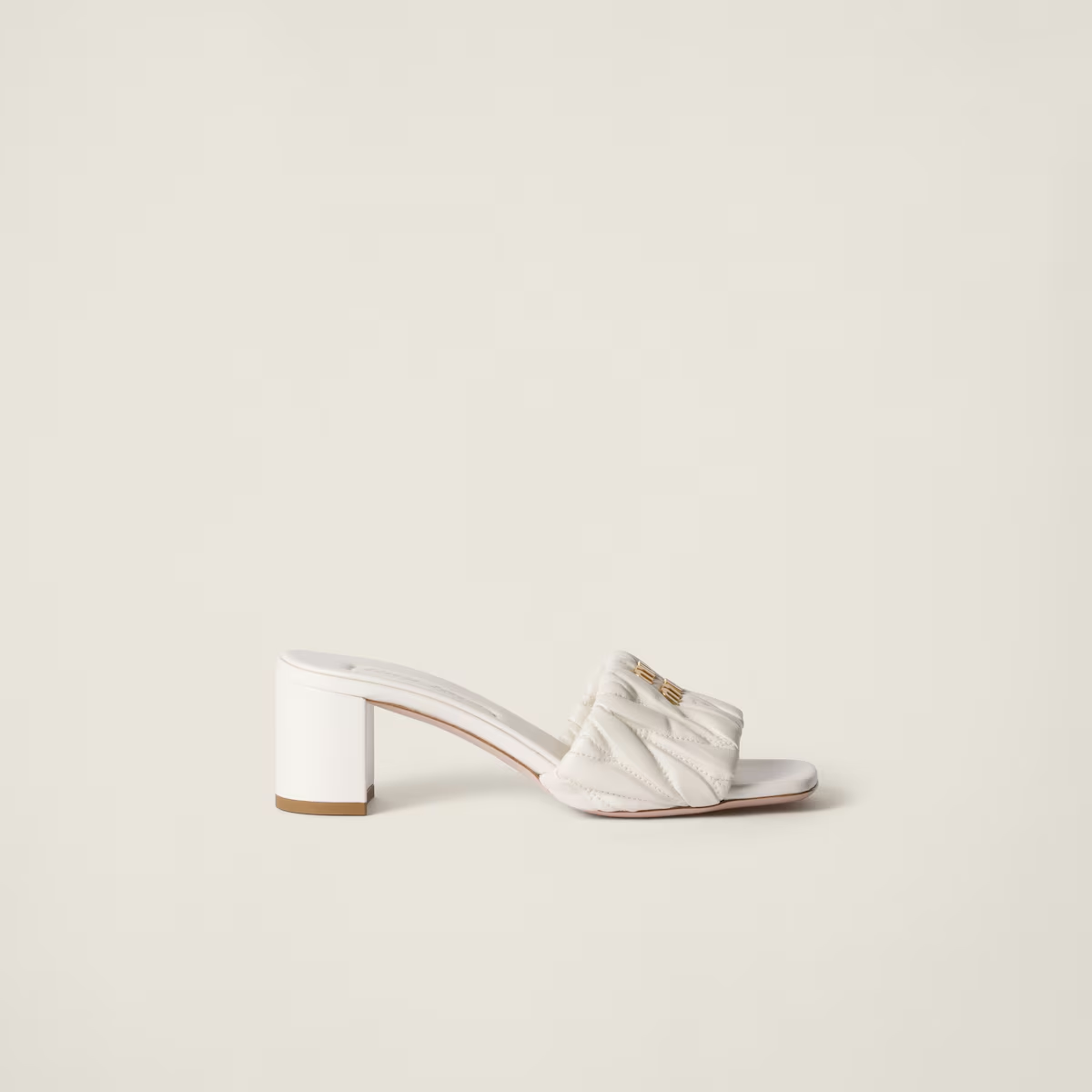 Miu Miu Matelassé nappa leather slides