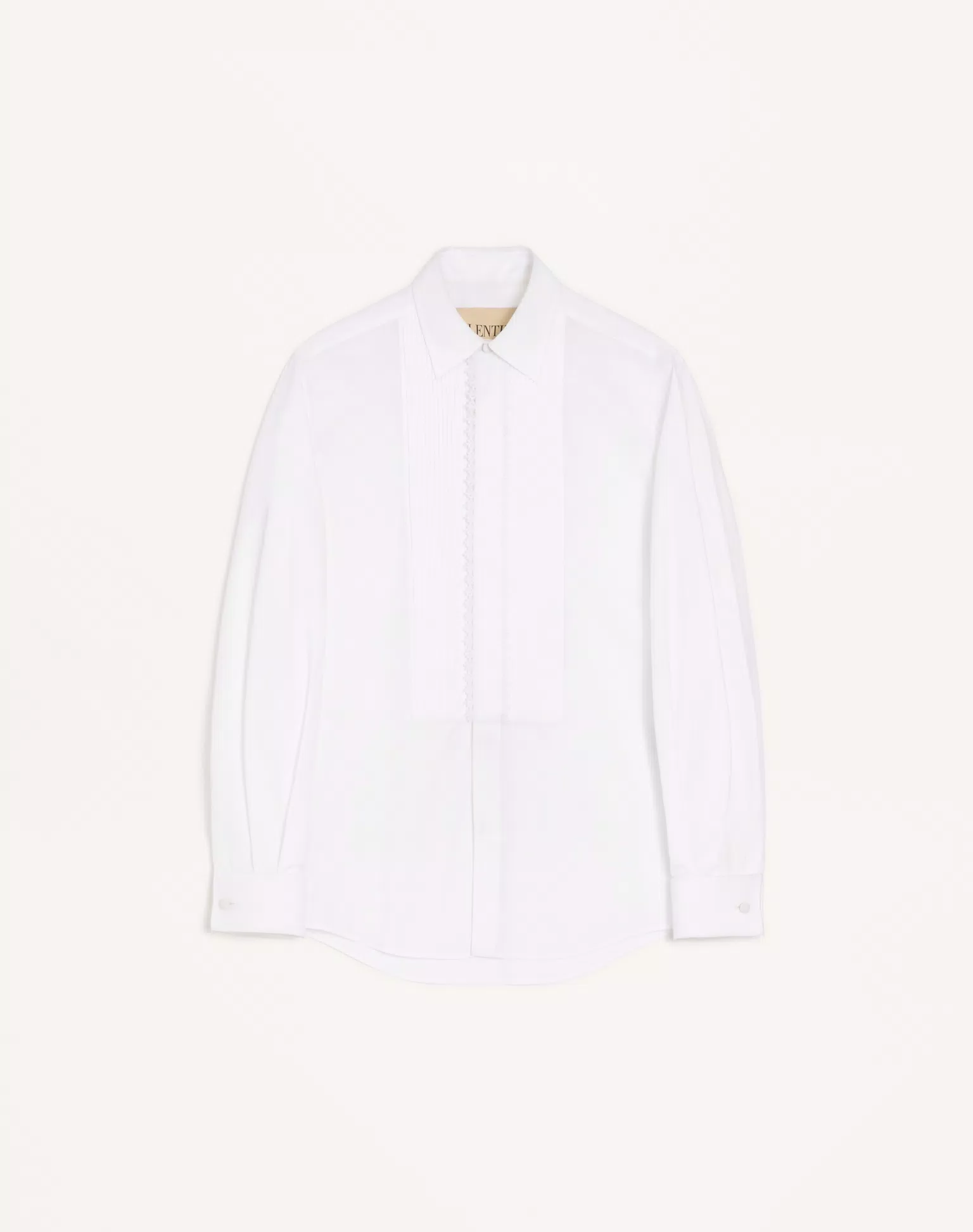 Valentino Cotton Poplin Shirt With Pleated Plastron And Lace Details
