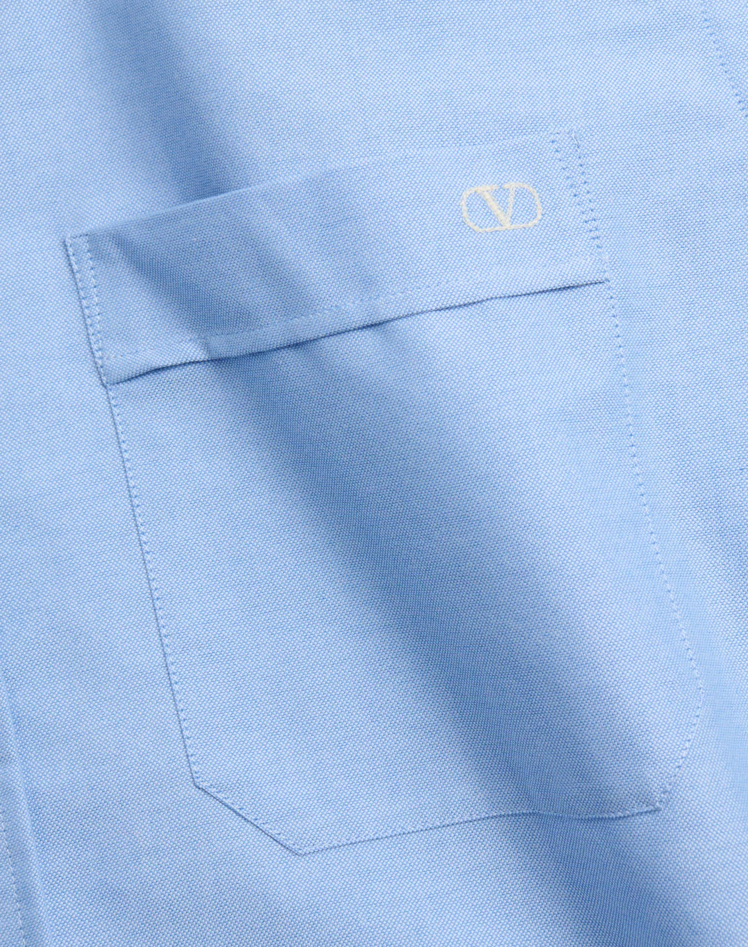 Valentino Logo Embroidered Cotton Shirt
