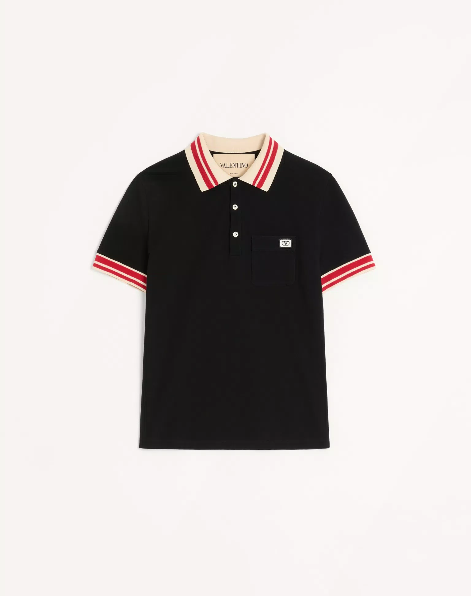 Valentino Cotton Piqué Polo Shirt With VLogo Patch