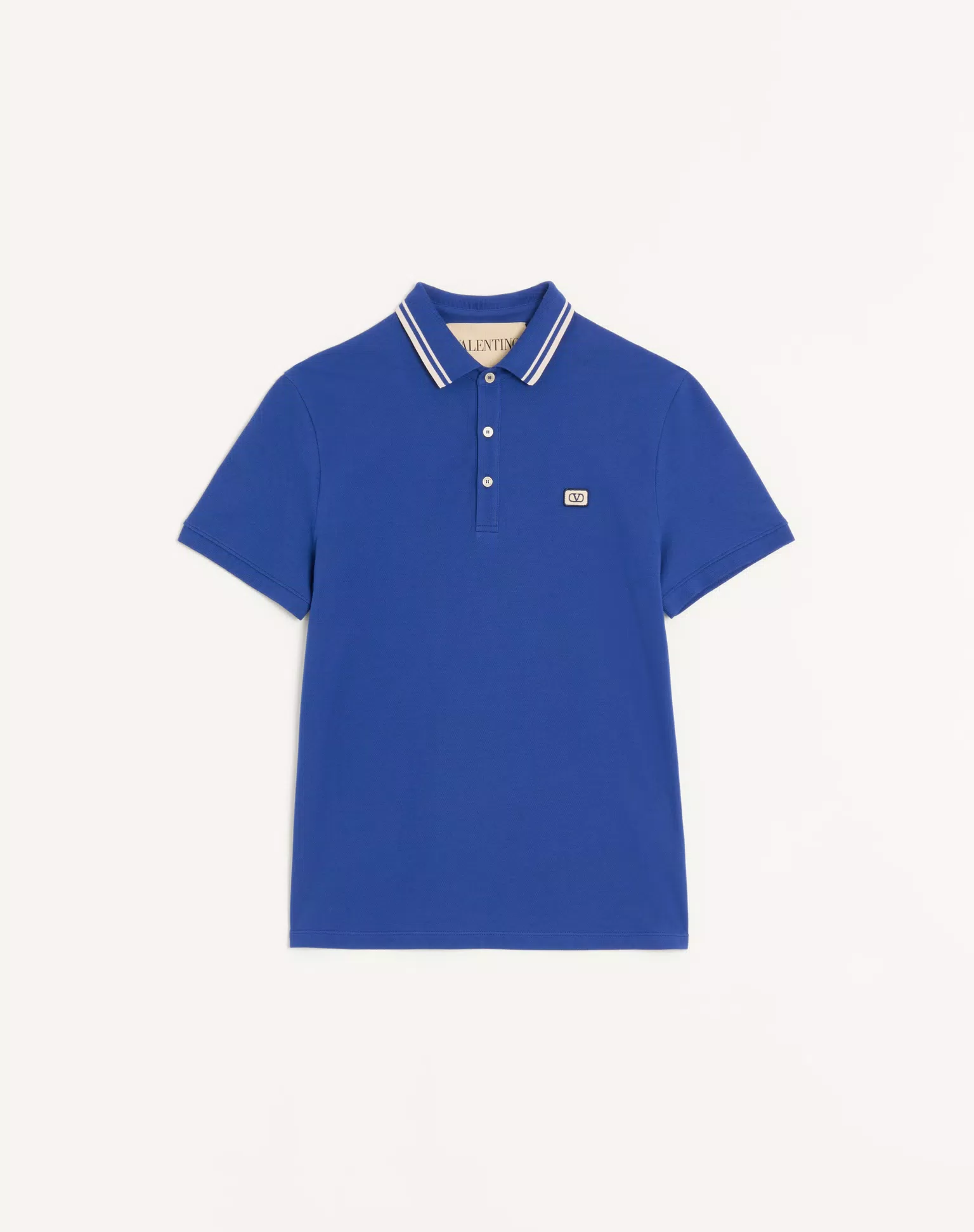 Valentino Cotton Piqué Polo Shirt With VLogo Patch