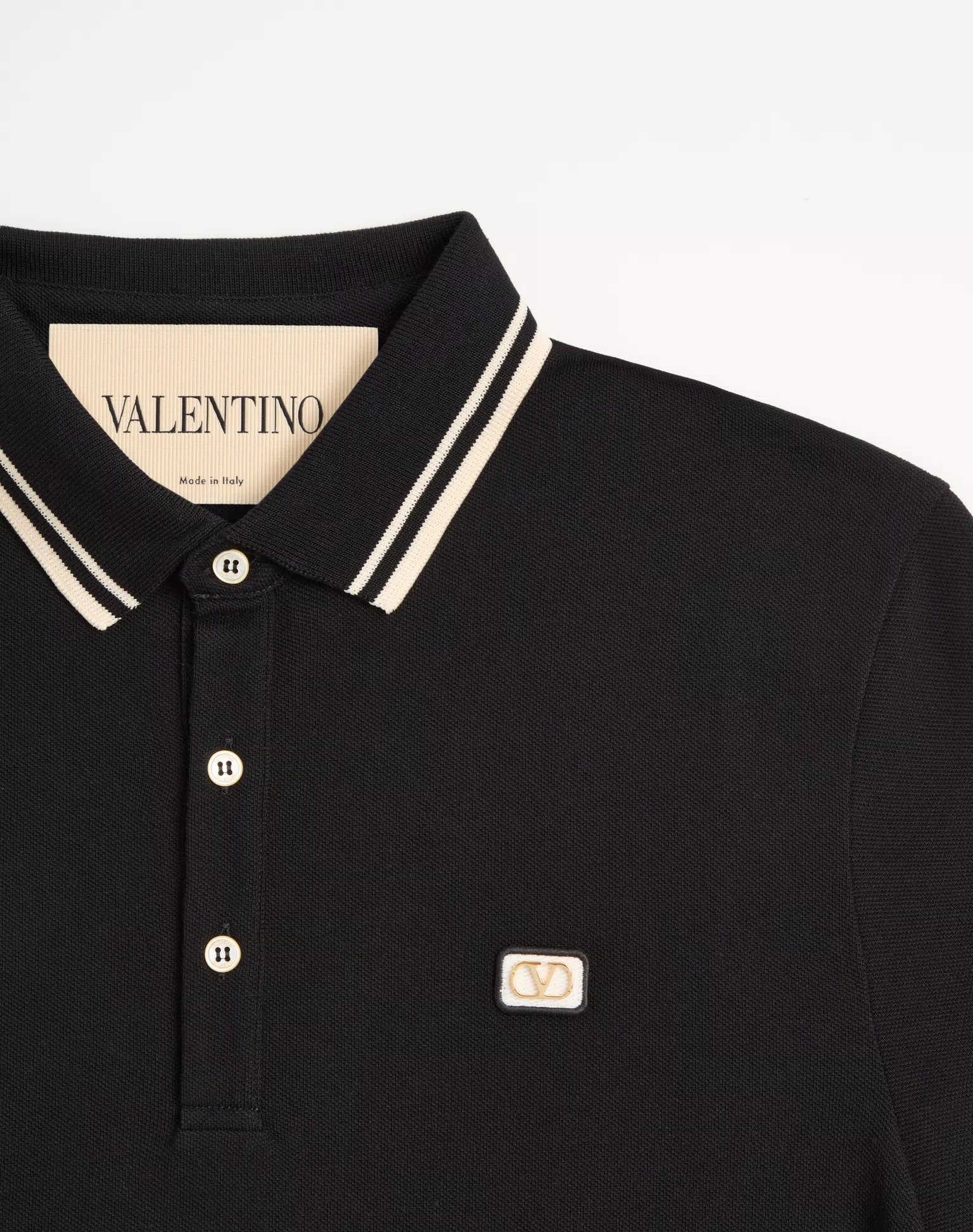 Valentino Cotton Piqué Polo Shirt With VLogo Patch