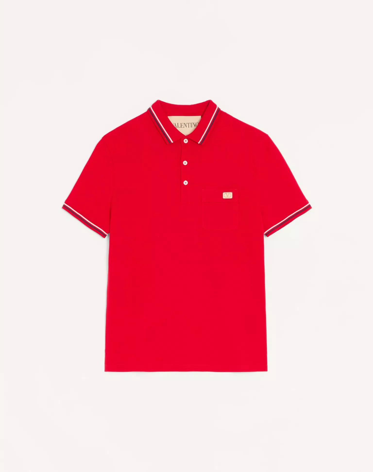Valentino Cotton Piqué Polo Shirt With VLogo Patch