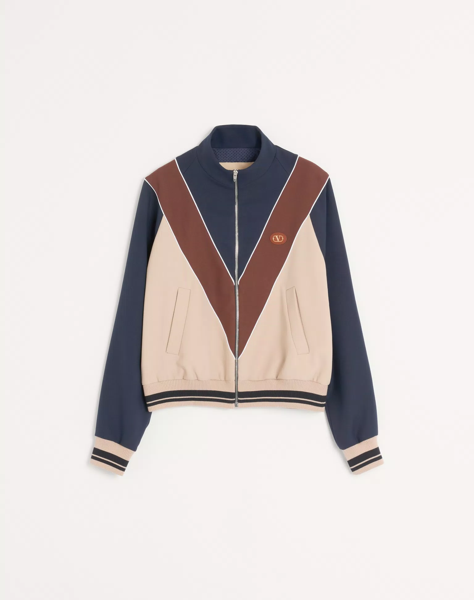 Valentino Nylon Sweatshirt With Zip And VLogo Patch