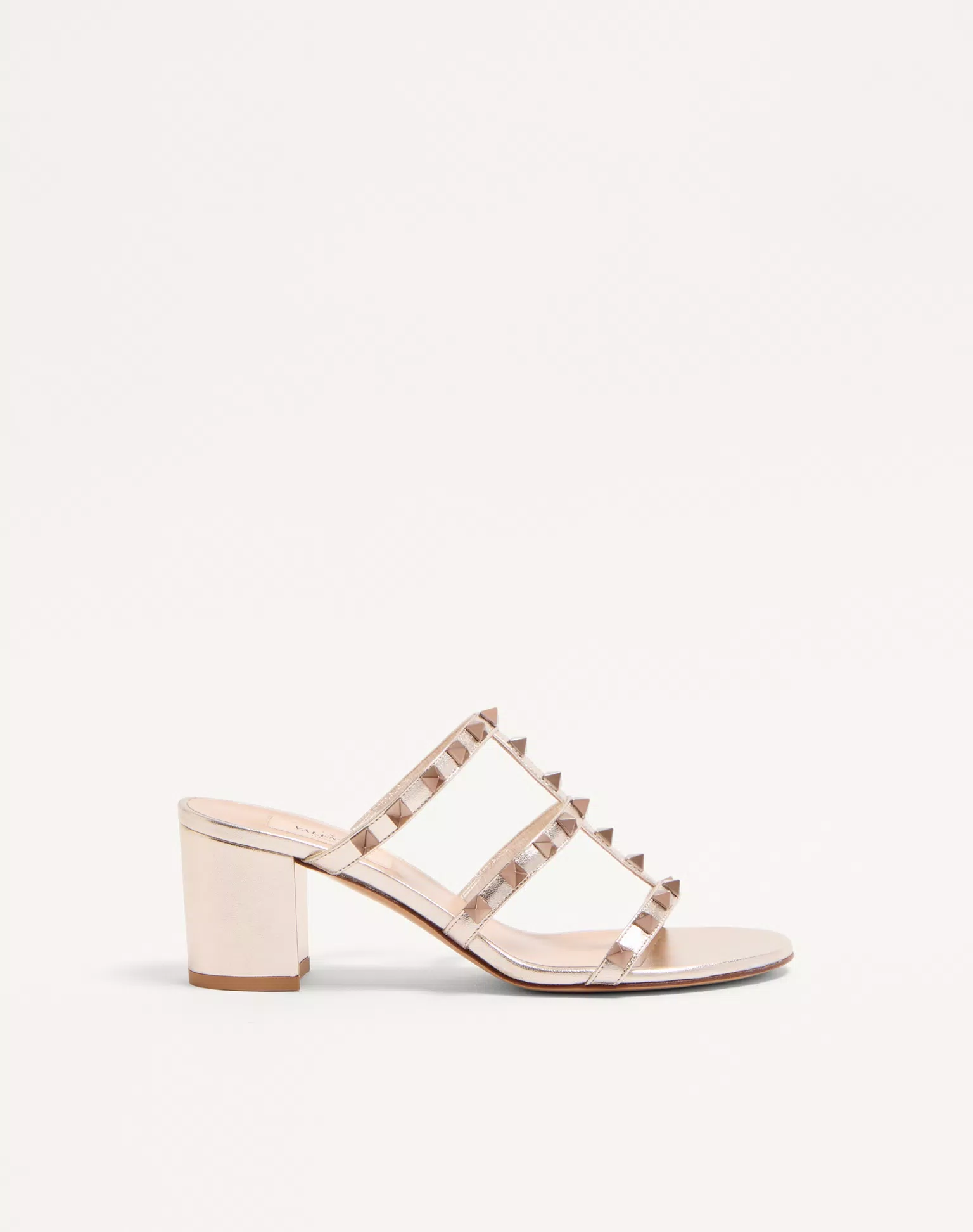 Valentino Rockstud Metallic Calfskin Leather Slide Sandal 60 Mm