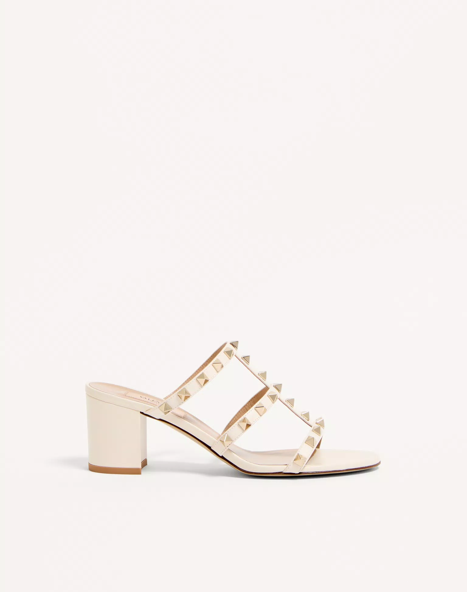 Valentino Rockstud Metallic Calfskin Leather Slide Sandal 60 Mm