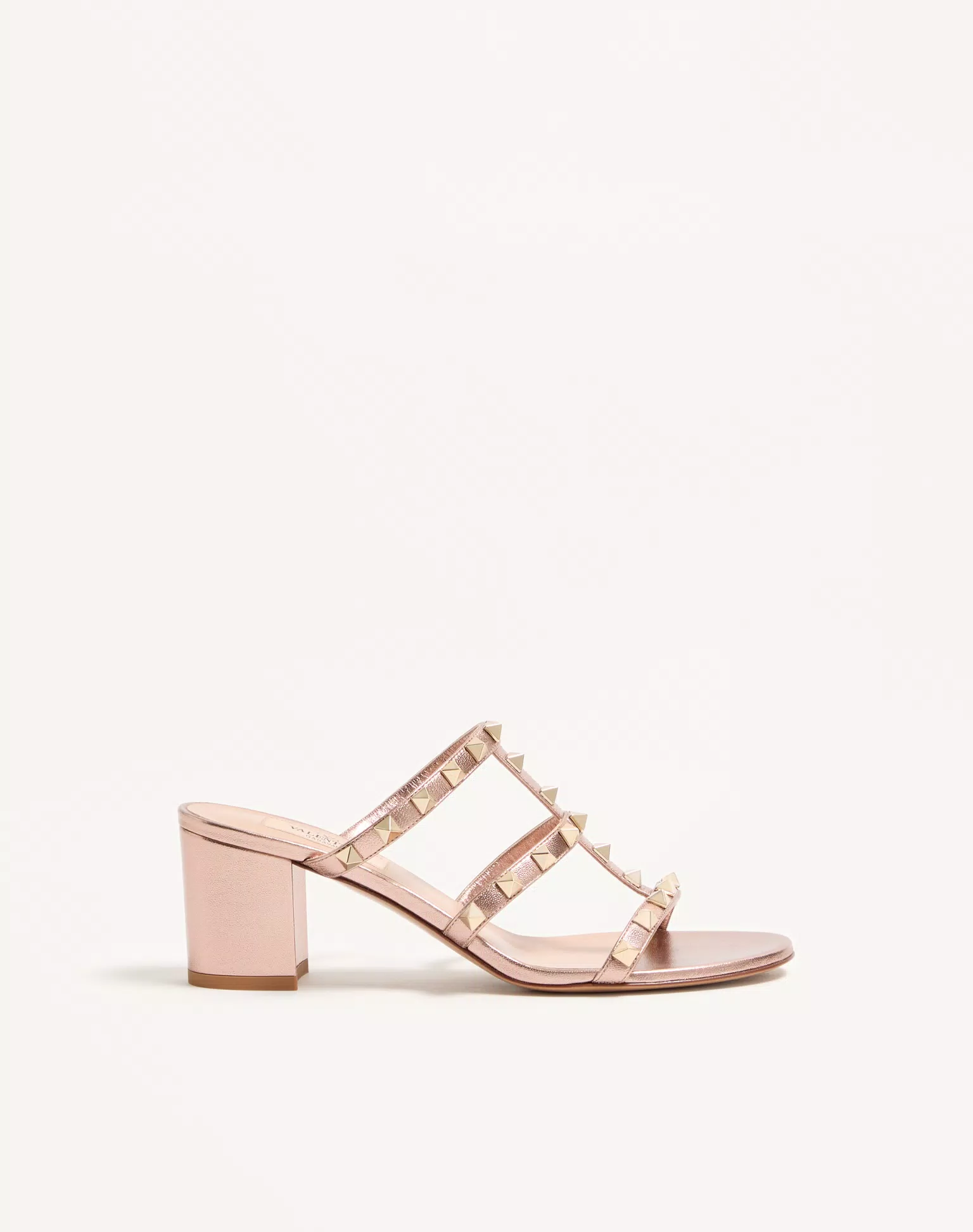 Valentino Rockstud Slide Sandal In Laminated Nappa Leather 60Mm