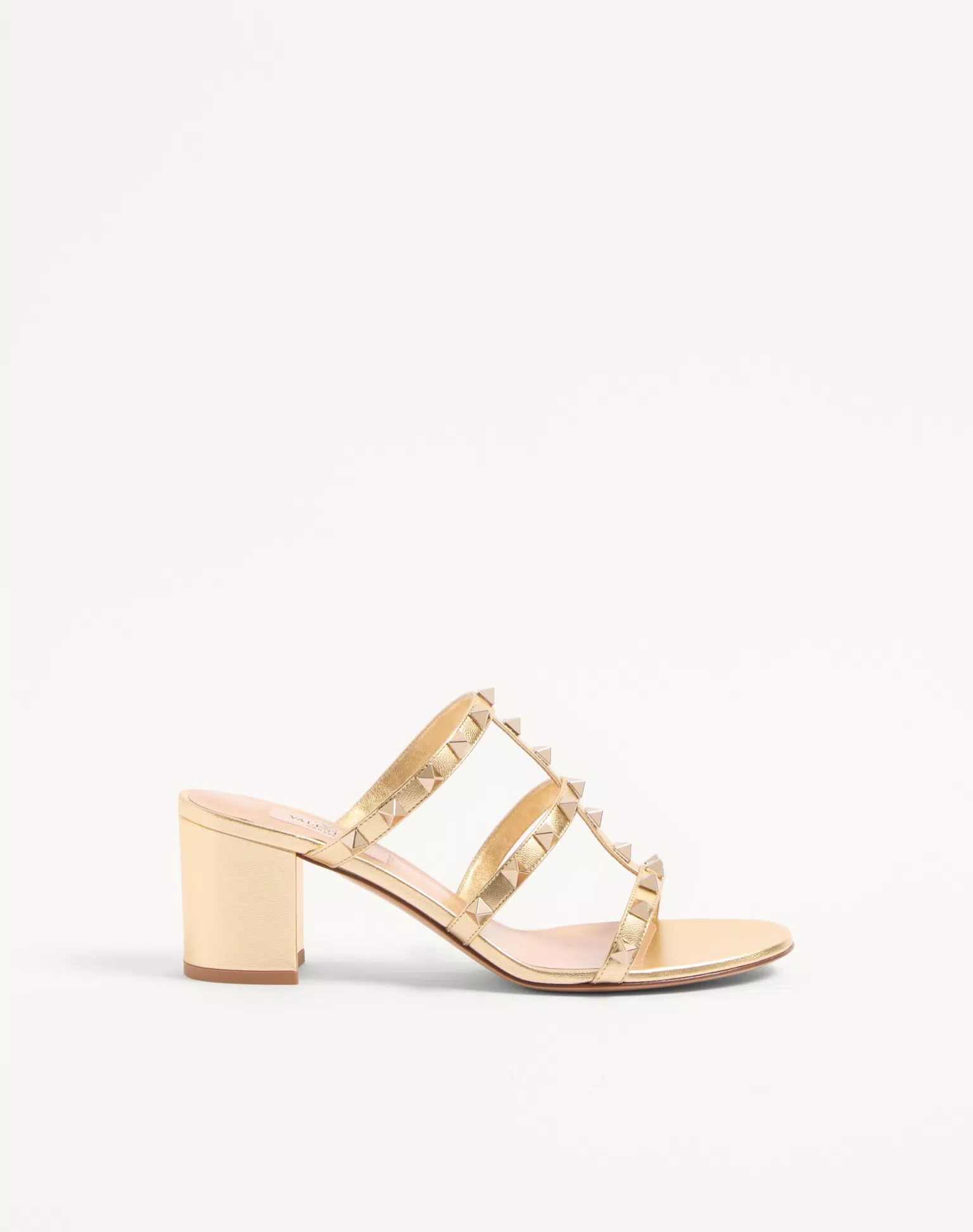 Valentino Rockstud Slide Sandal In Laminated Nappa Leather 60Mm