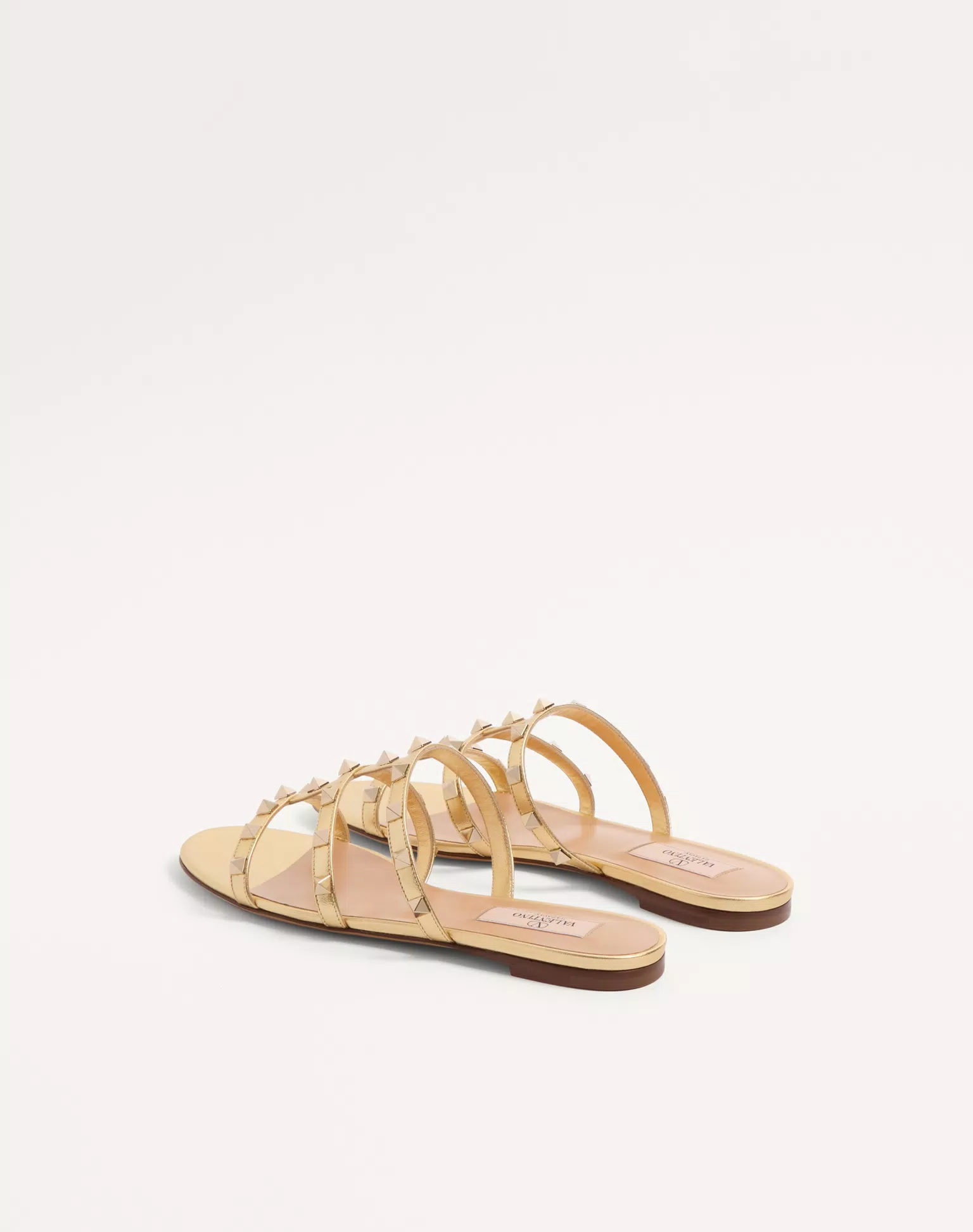 Valentino Rockstud Laminated Nappa Slide Sandal