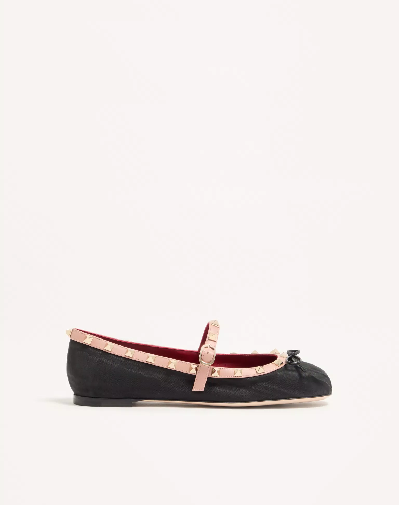 Valentino Mary-Jane Rockstud Ballerina In Moire Fabric 05Mm