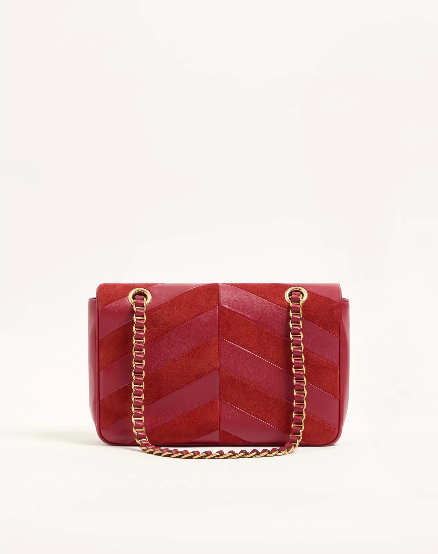Valentino Garavani Djuna Medium Chain Bag In Suede And Nappa With Chevron Pattern