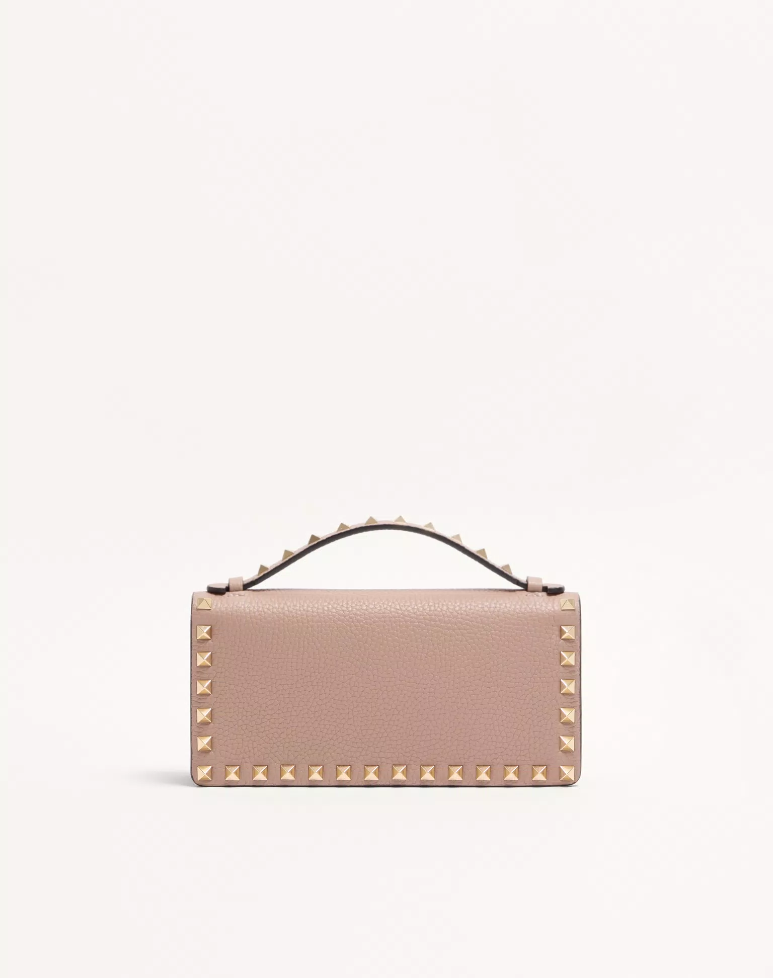 Valentino Rockstud Wallet With Chain In Grainy Calfskin