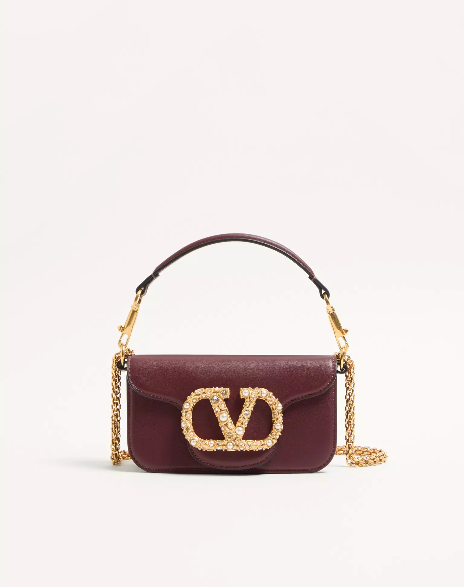 Valentino Garavani Locò Small Shoulder Bag In Calfskin With Jewel Logo