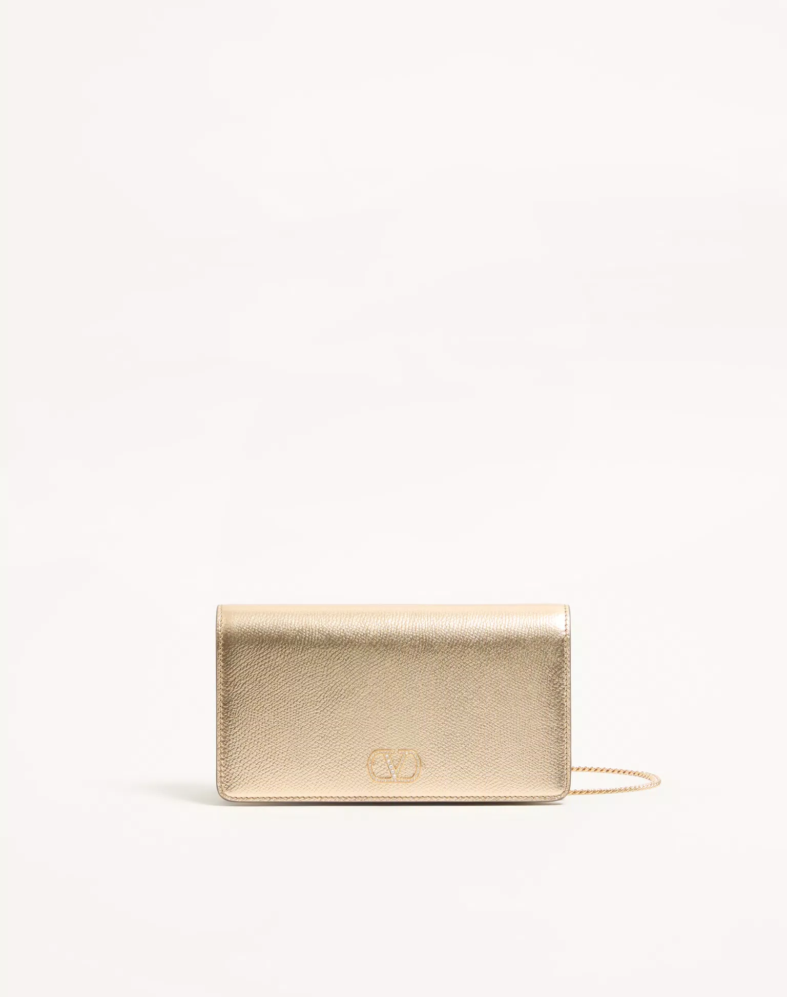 Valentino VLogo Signature Mini Shoulder Bag In Laminated Grainy Calfskin With Jewel Logo