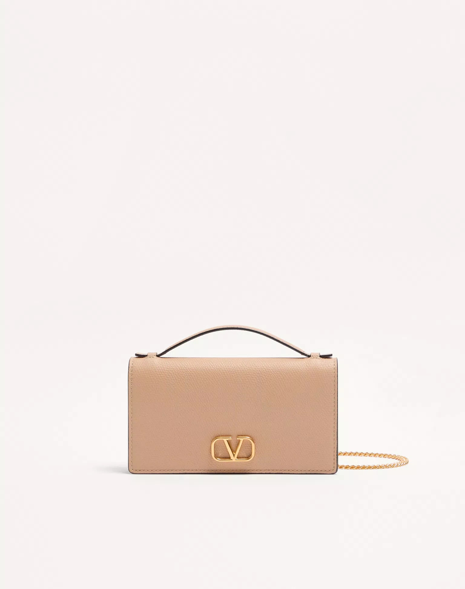 Valentino VLogo Signature Grainy Calfskin Wallet With Chain