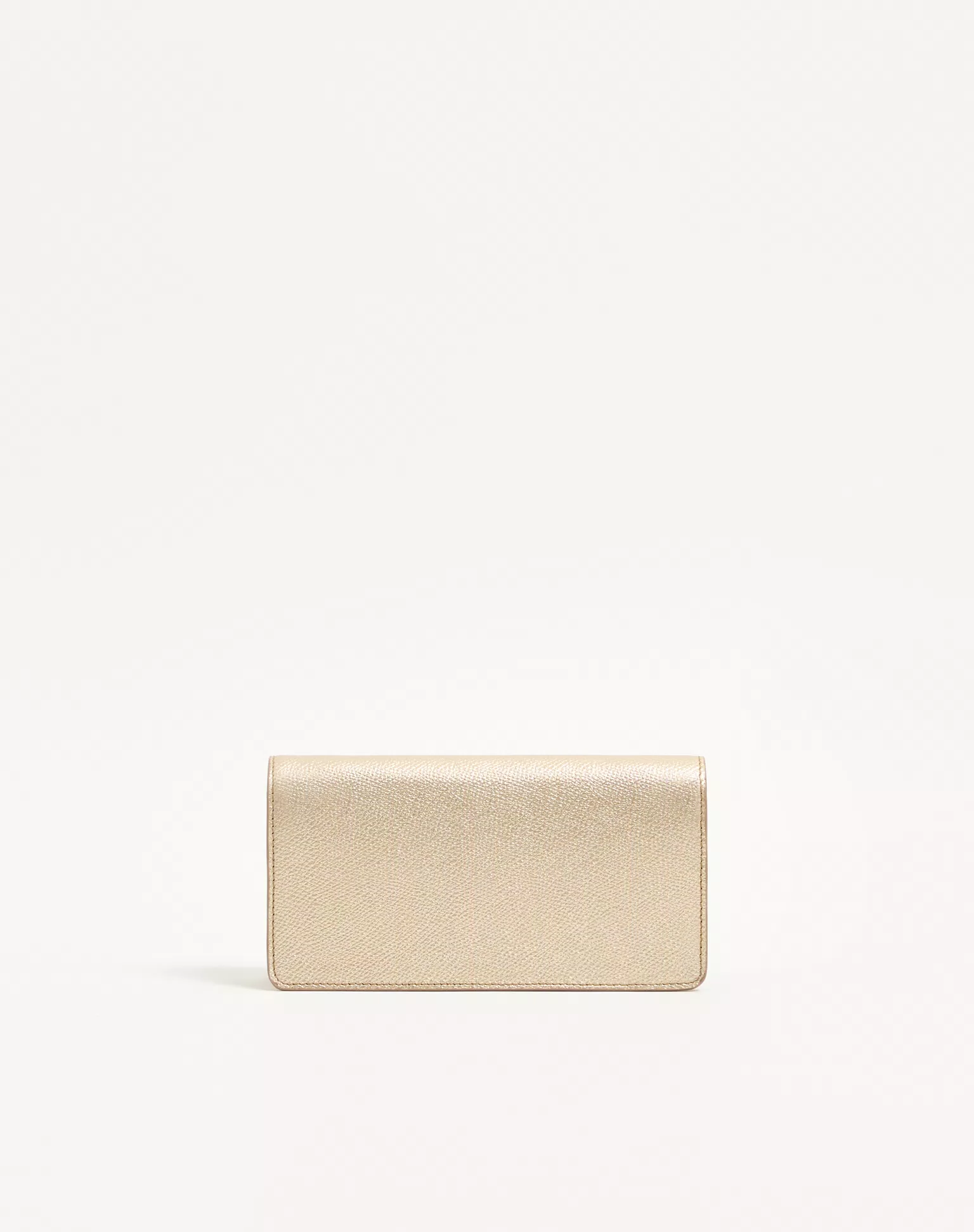 Valentino VLogo Signature Laminated Grainy Calfskin Wallet With Chain