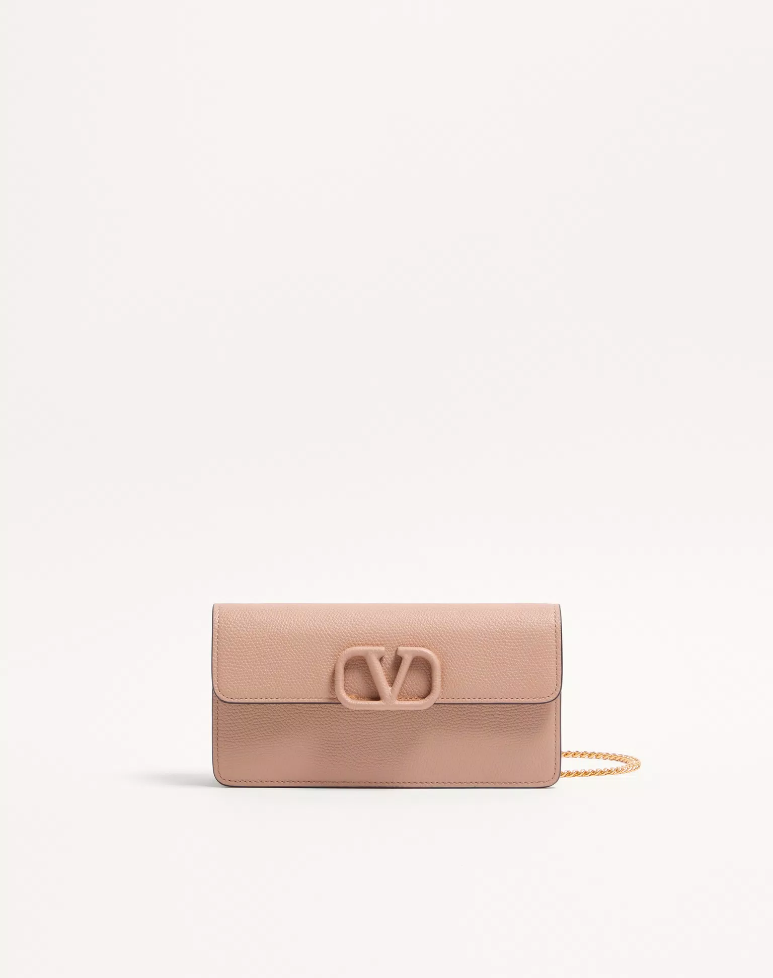 Valentino VLogo Signature Grainy Calfskin Wallet With Chain