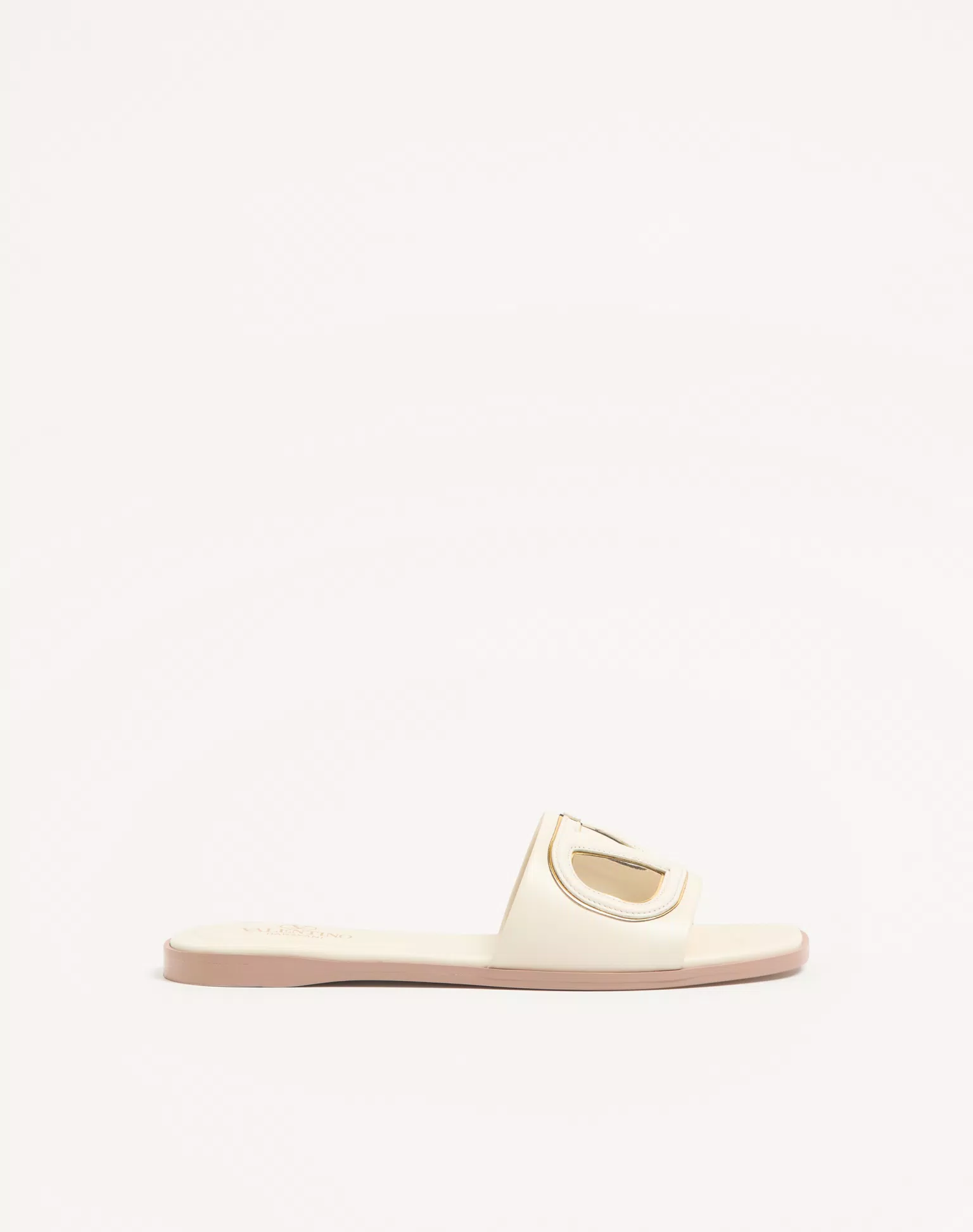 Valentino VLogo Cut-Out Calfskin Slide Sandal