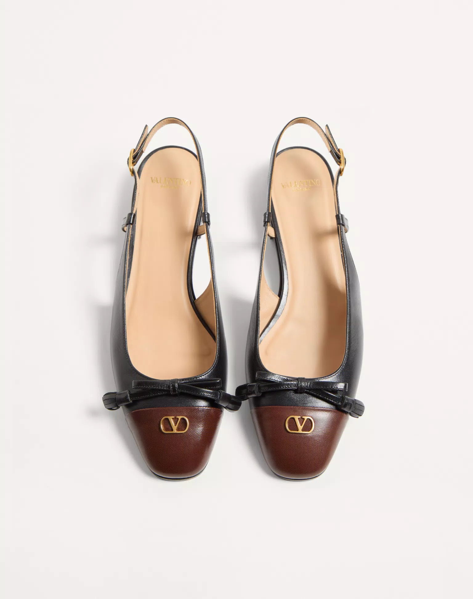 Valentino Valet Du Roi Slingback Ballerina In Mesh And Kidskin 25Mm