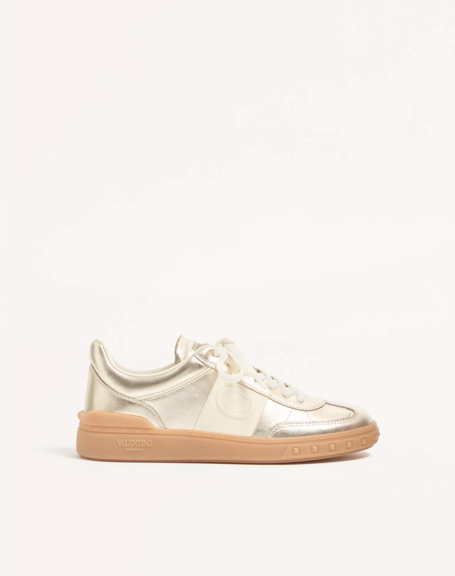 Valentino Upvillage Trainer In Laminated Calfskin With Nappa Calfskin Leather Band