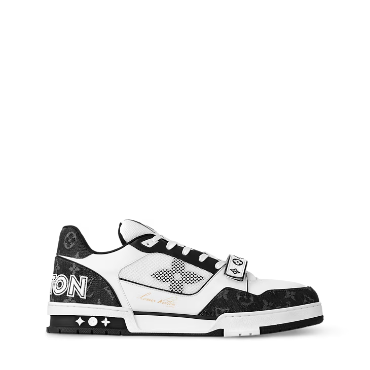 Louis Vuitton LV Trainer Velcro Strap Monogram Denim Black White